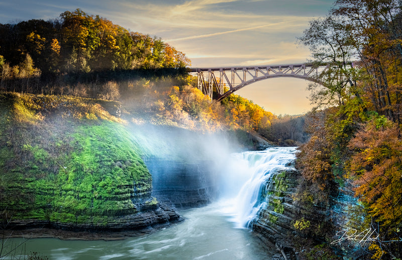 Upper Falls Sunset At Letchworth